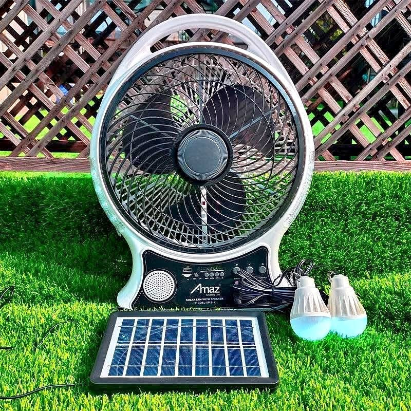 Abanico recargable con panel solar