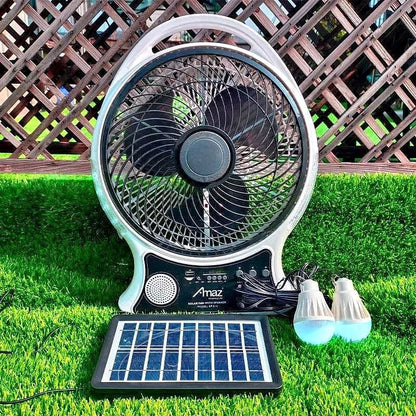 Abanico recargable con panel solar